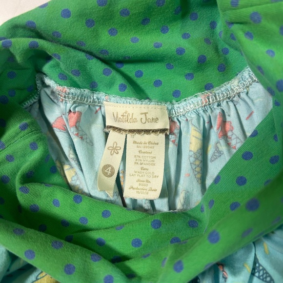 Matilda Jane Ice Cream Cone Skirt Blue Green Polka Dot Girls Size 4 - Picture 4 of 4